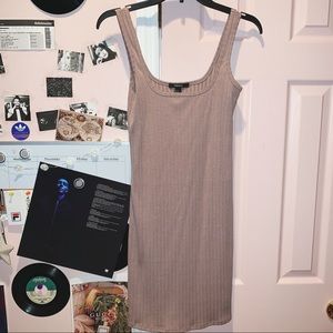 Taupe Ribbed Midi Bodycon Dress